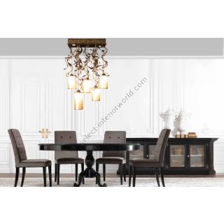 Mechini / Chandeliers / Clear Bohemian Crystal and Lamp Shades L-Braid-R/5+2 Gold