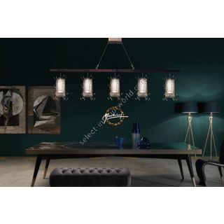 Mechini / Chandeliers / Clear Bohemian Crystal and Lamp Shades L-Grid/5 Line