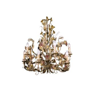 Mechini / Ceiling Lights / Wrought Iron with Murano Glass 10 Lights L186/10