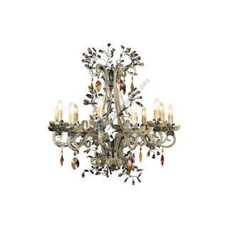Mechini / Chandeliers / Chandelier with Coloured Bohemian Crystal & Clear Pearl Banding L256/12