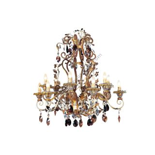 Mechini / Chandeliers / Bohemian Crystal & Murano Glass and Coloured Pearl Banding L263/12