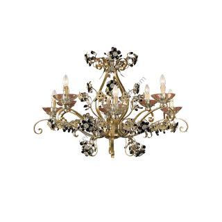 Mechini / Chandeliers / Coloured Bohemian Crystal and Murano Glass L264/8 Gold