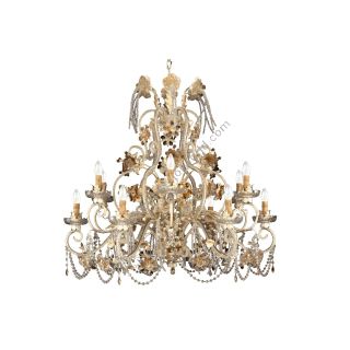 Mechini / Chandeliers / Murano Glass and Clear Pearl Banding L270/12