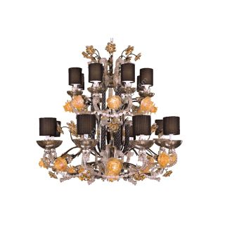 Mechini / Chandeliers / Amber with Bohemian Strass & Murano Glass & Clear Pearl Banding L277/16