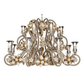 Mechini / Chandeliers / Amber Venetian Crystal & Bohemian Pearl Banding L287/17