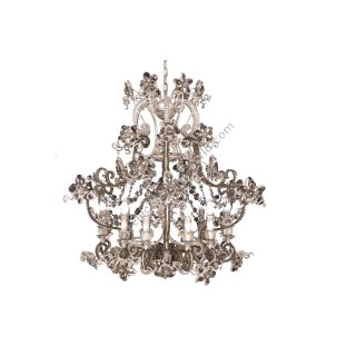 Mechini / Chandeliers / Porcelain & Clear and Coloured Pearl Banding L288/13 Fume