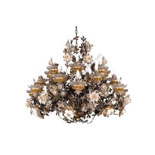 Mechini / Chandeliers / Clear Bohemian Crystal and Biscuit Ceramic L299/21 Gold