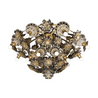 Mechini / Chandeliers / Black with Coloured Bohemian Crystal and Biscuit Ceramic L307/16