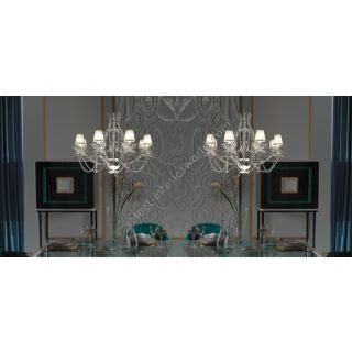 Mechini / Chandeliers / Clear Bohemian Crystal and Lamp Shades L340/8+3