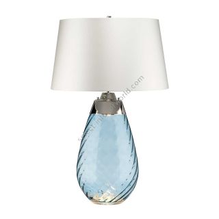 Elstead Lighting / Table Lamps / Lena 2 Large Blue-tinted Glass & Off-White Shade