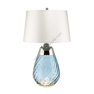 Elstead Lighting / Table Lamps / Lena Small Blue-tinted Glass & Off-White Shade