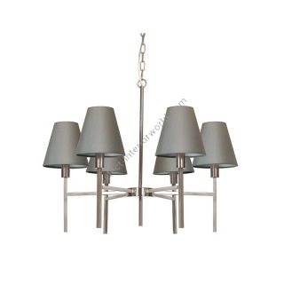 Elstead Lighting / Chandeliers / Lucerne 6 Brushed Nickel & Grey Shades