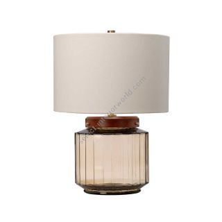 Elstead Lighting / Table Lamps / Luga Glassware Smoke & Wood Dark Stained