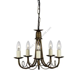 Elstead Lighting / Chandeliers / Minster 5 Black & Gold Patina