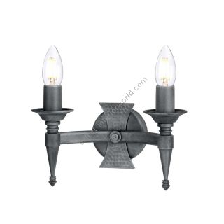 Elstead Lighting / Wall Lights / Saxon 2 Black / Silver Patina
