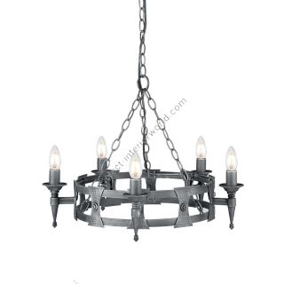 Elstead Lighting / Chandeliers / Saxon 5 Black & Silver Patina