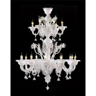 Italian Luxury Lighting / Chandeliers / Venetian Glass White 18-Light V7413 008