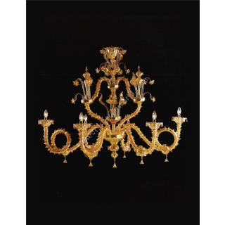 Italian Luxury Lighting / Chandeliers / Venetian Glass Amber 6-Light V7960 006