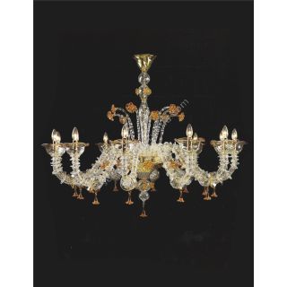 Italian Luxury Lighting / Chandeliers / Venetian Glass Amber 12-Light V7982 012