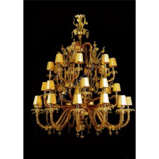 Italian Luxury Lighting / Chandeliers / Venetian Glass Gold 28-Light V8048 028