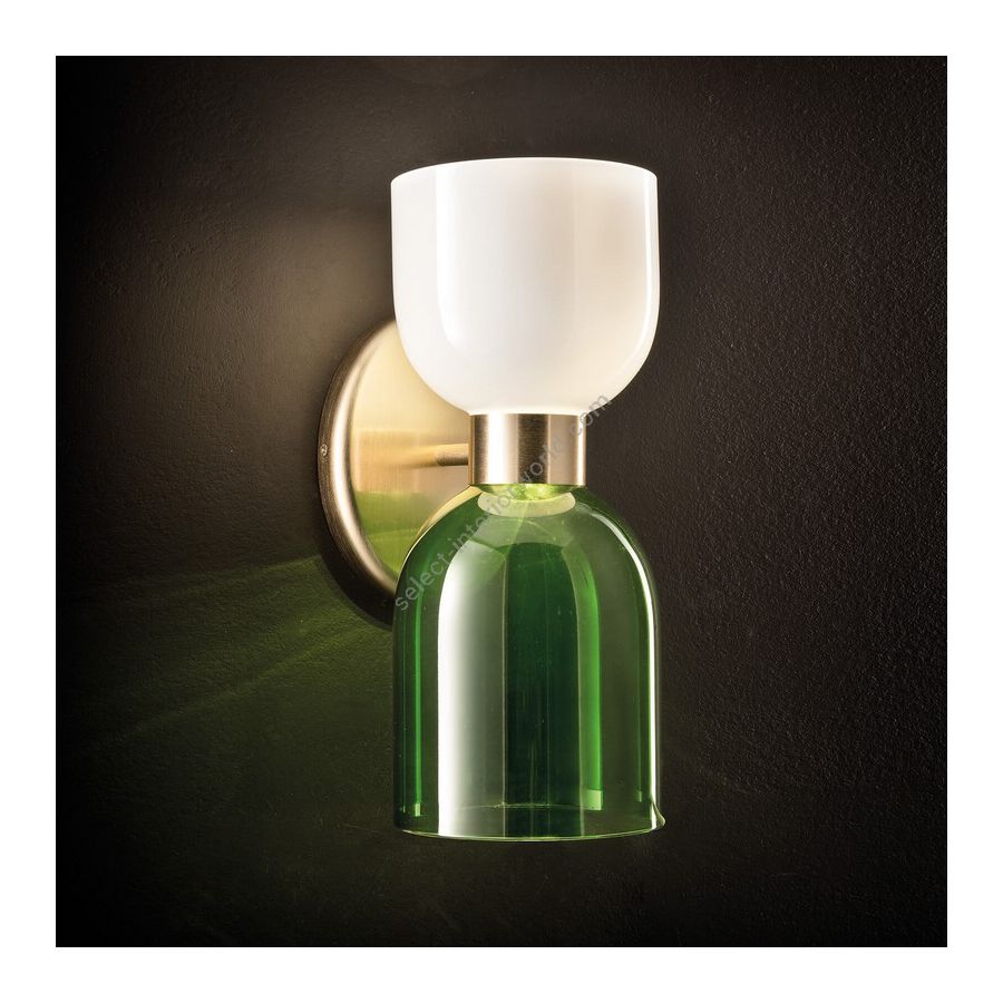 Wall lamp / Brushed Gold finish / White-Green glass
