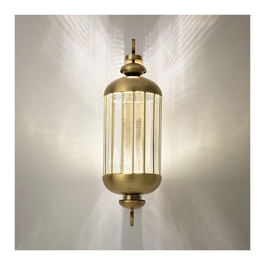 Wall led lamp / Antique Gold Finish / Transparent Glass