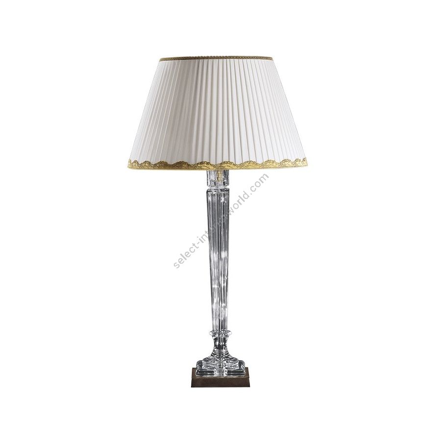 Table led lamp / Antique Gold finish / Ponge-beige fabric lampshade / Transparent glass