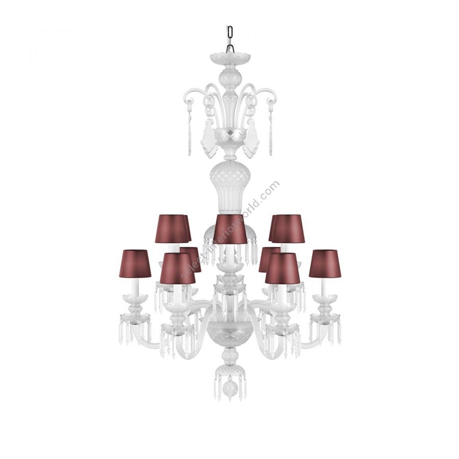 Chandelier / Red Silk lampshades / Size - cm.: H 134 x W 84 / inch.: H 52.7" x W 33" (S)