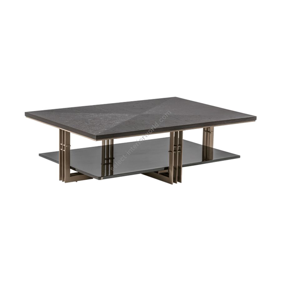 Bronze metal / Grafito High Gloss base / Charcoal wood top