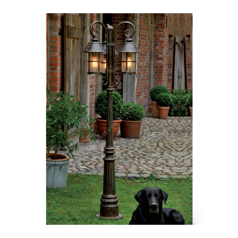 Patina finish 3 lights (cm.: H 234.5 / inch. 92.1")