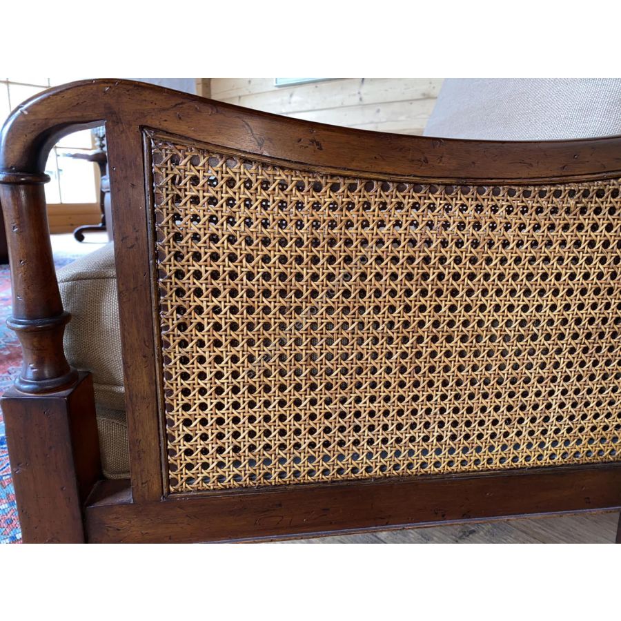 Baker Furniture / Cane Accent Armchair with Cushions/ Milling Road