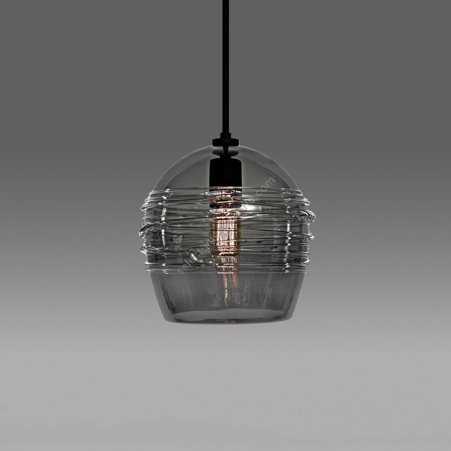 Mini Pendant Light / Blackened Brass finish / Gradient Grey glass