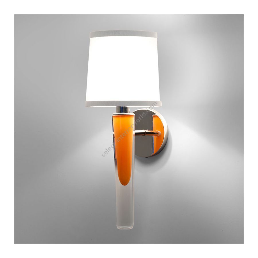 Polished nickel finish with orange glass