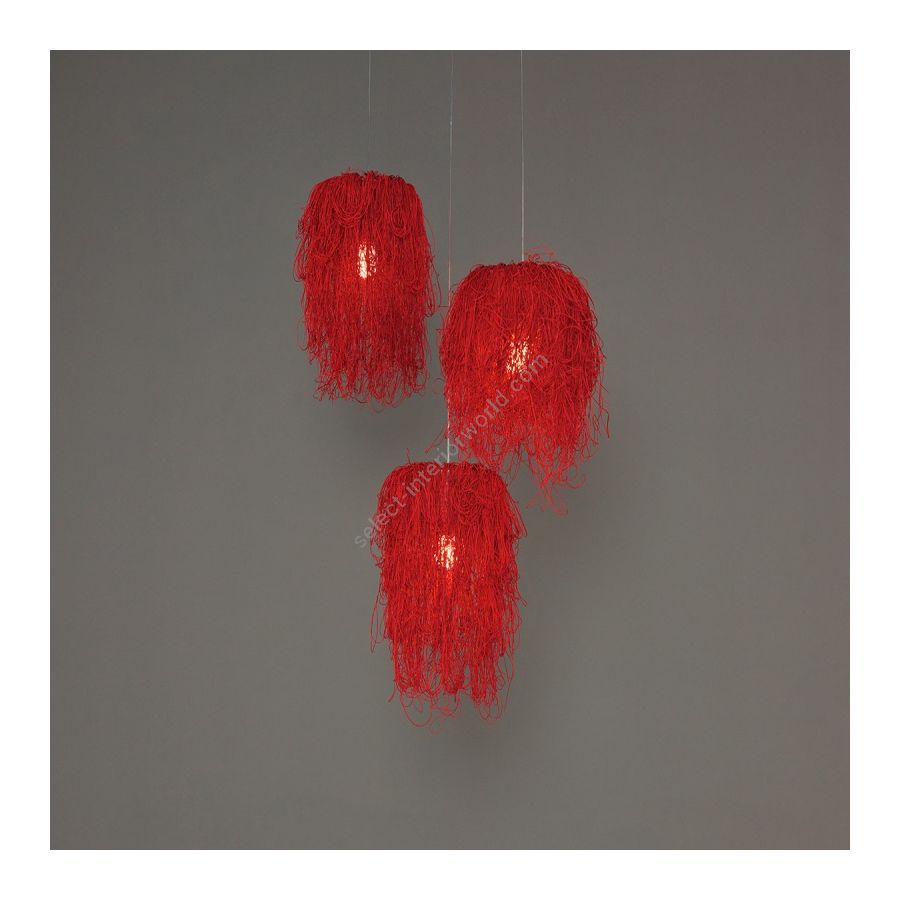3 lights, Red color finish, cm.: cm.: 250 x 75 x 80 / inch.: 98.4" x 29.5" x 31.5"