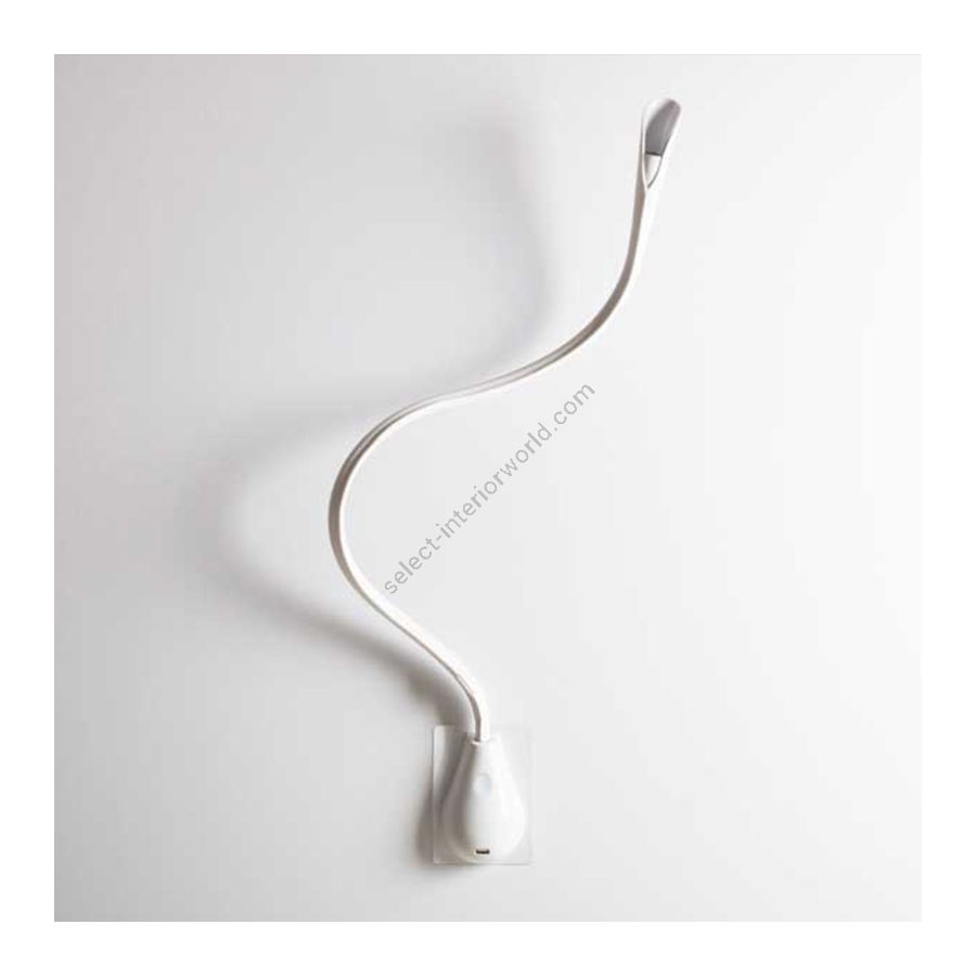 Wall mounted LED lamp / White semi-gloss and White leather