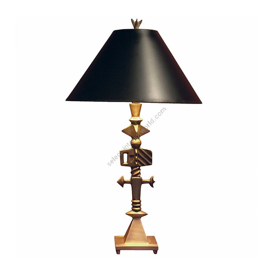 Natural patina finish / Black with gold liner lamp shade