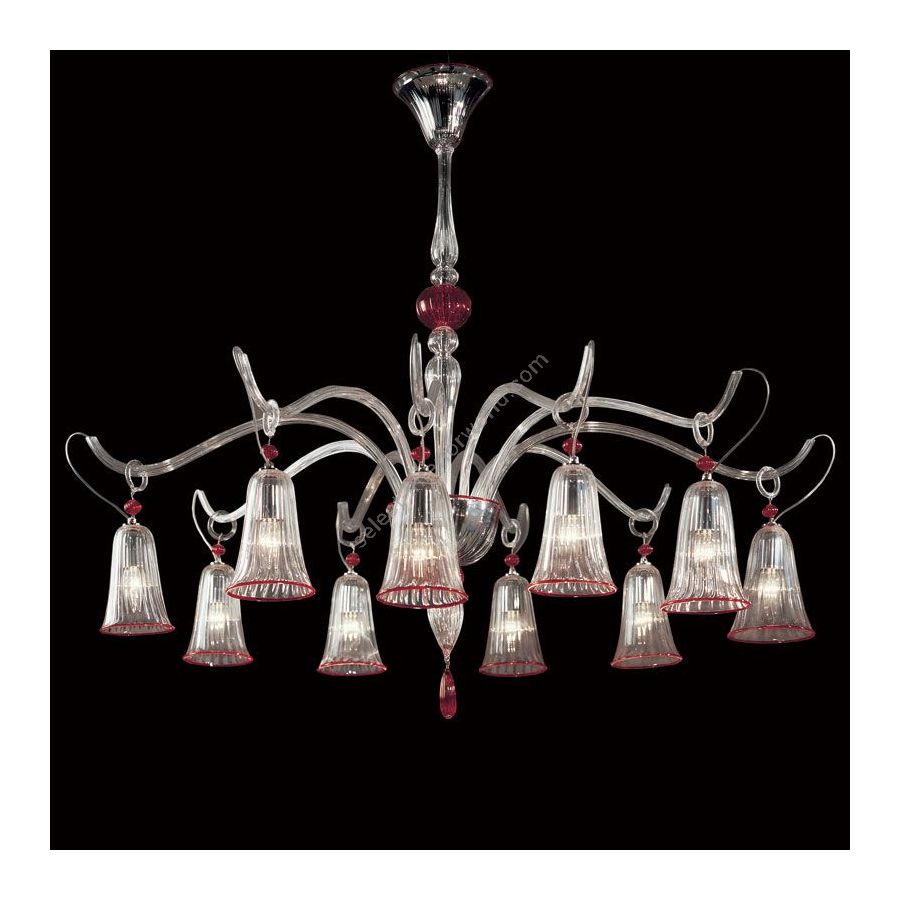 Glas colour: Clear with Red decorations; 10 lights (cm.: 95 x 110 x 110 / inch.: 37.5" x 43" x 43")