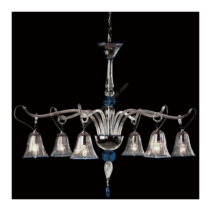 Glas colour: Clear with Blue decorations; 6 lights (cm.: 75 x 92 x 92 / inch.: 29.5 x 36" x 36")