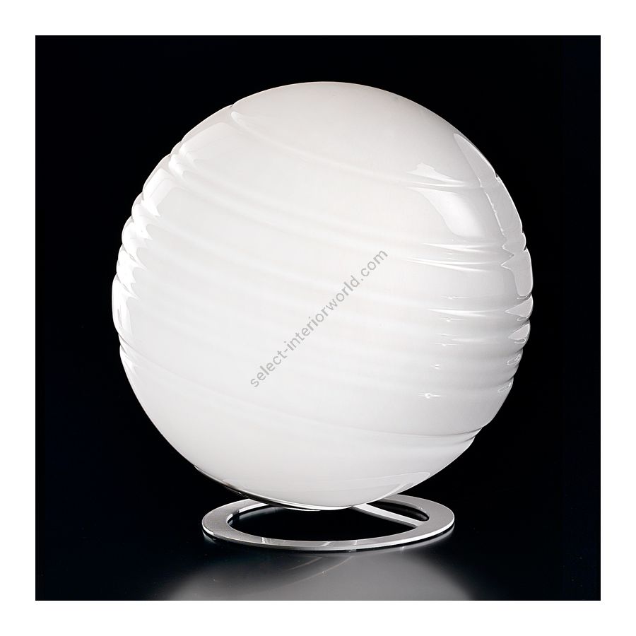 Table lamp / Polished white finish / Milkwhite glass sphere
