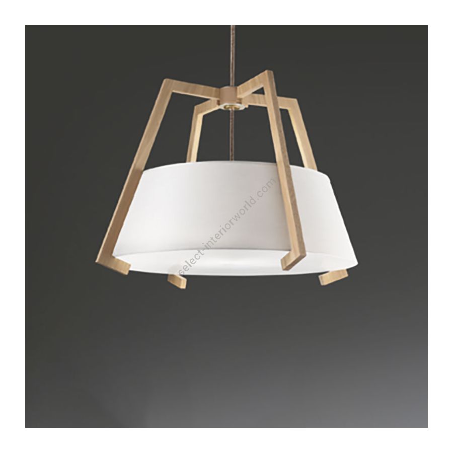 Matt gold finish with Natural Oak / Natural cotton lampshade with vinyl coating