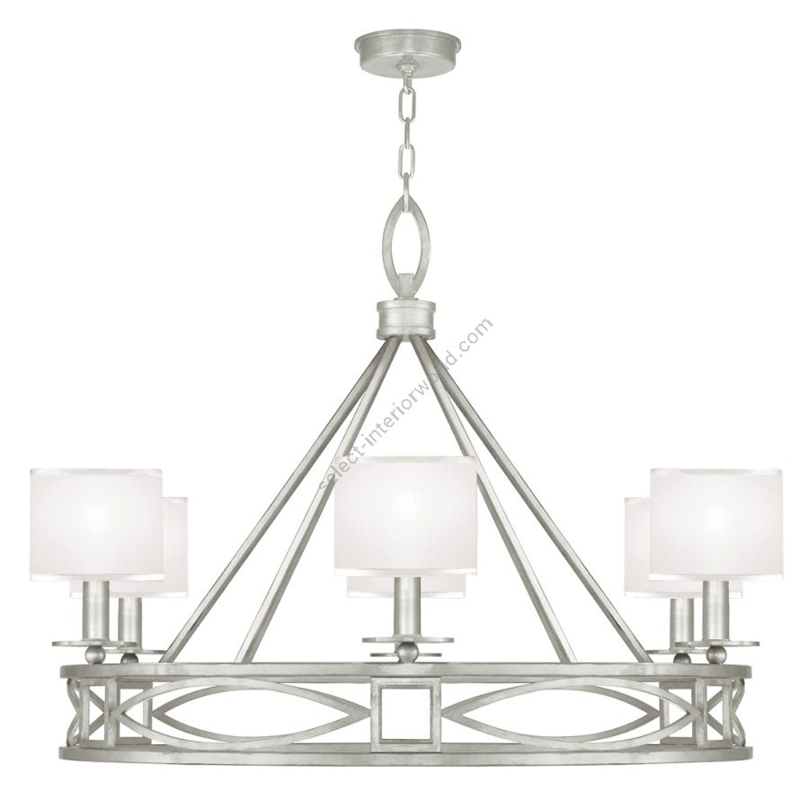 Silver Leaf / White Fabric Shades - 887640-41