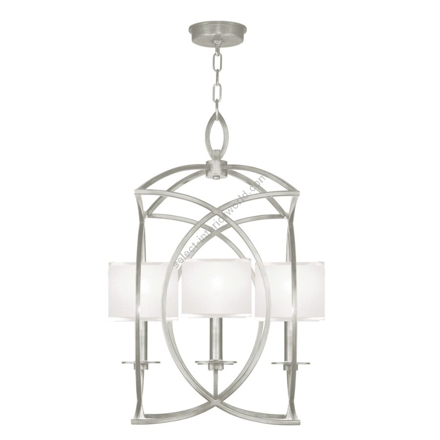 Silver Leaf / White Fabric Shades - 887740-41