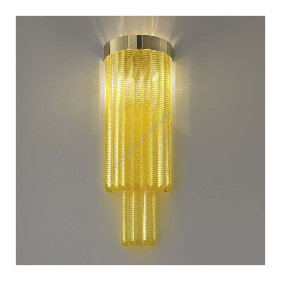 24 Kt gold plate finish / Yellow1 glass colour / Cut T30 type of glass / cm.: 72 x 28 x 28 / inch.: 28.35" x 11.02" x 11.02"