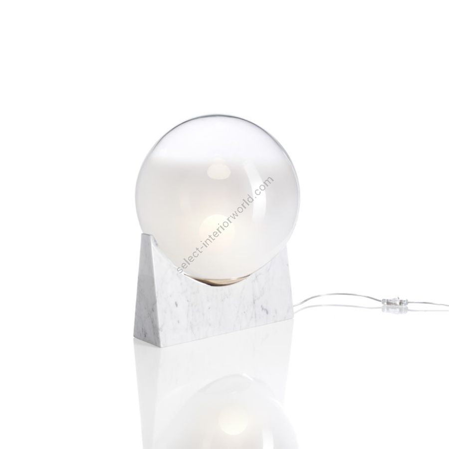 Marble table lamp / White and transparent glass