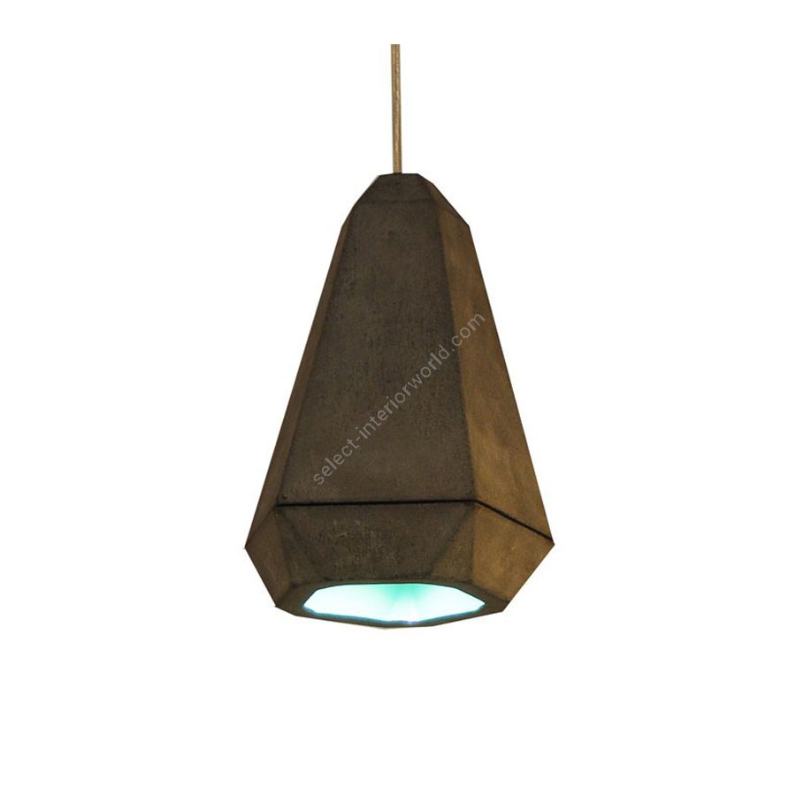 Suspension lamp / Natural concrete material / Aqua color inside