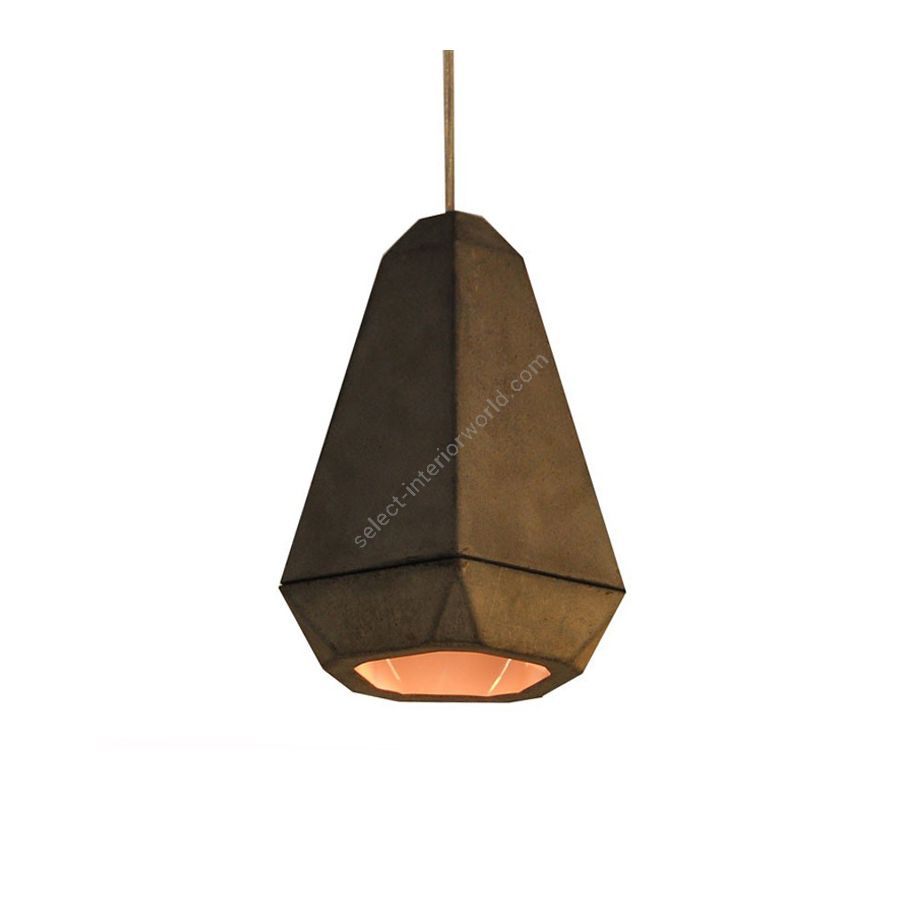 Suspension lamp / Natural concrete material / Red color inside