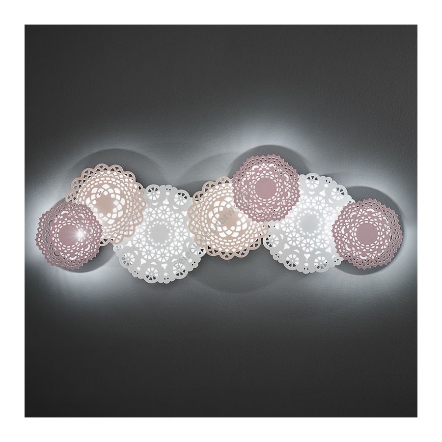 Wall lamp / White, pink and grey (multicolor) finish