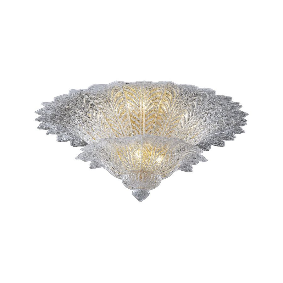Ceiling Lamp / Shiny Gold finish / Transparent Rugiada glass