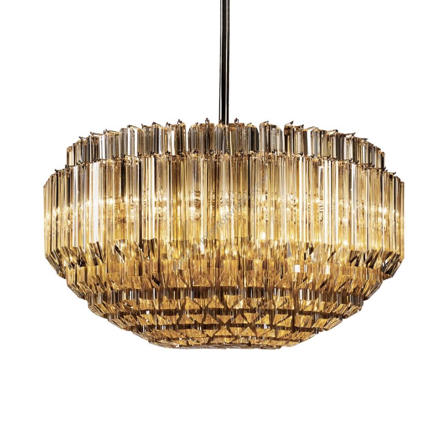 Luxurious pendant lamp / Shiny Gold finish / Amber glass