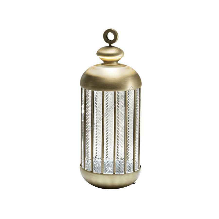Floor led lamp / Antique Gold Finish / Transparent Glass / cm.: 66 x 26 x 26 / inch: 25.98" x 10.24" x 10.24"